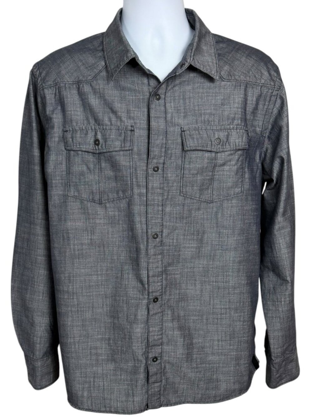 Mountain Hardwear Gray Snap Front Utility Shirt Large Cotton